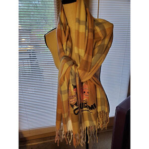 Kuromi plaid Scarf Beige Pink 60x22